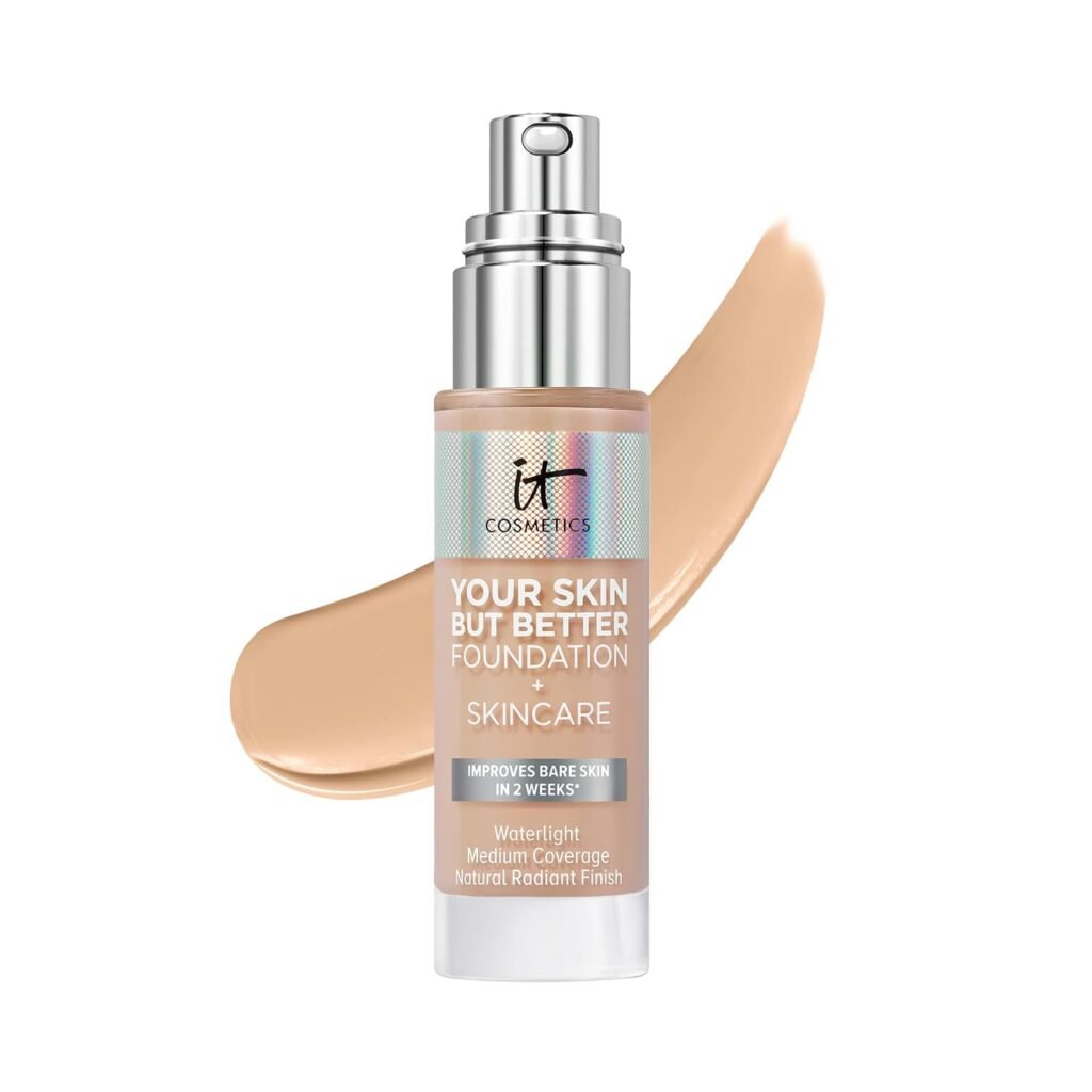 IT Cosmetics Your Skin But Better Foundation + Skincare - Hydrating Medium Buildable Coverage - Minimizes Pores  Imperfections - Natural Radiant Finish - With Hyaluronic Acid - 1.0 fl oz