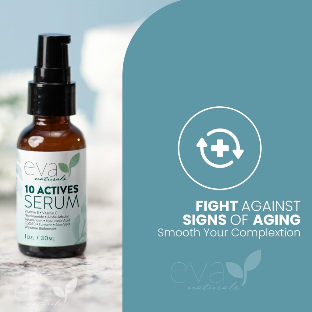 10 Actives Facial Serum (1oz) - Radiance  Tone Enhancing Complex - With Niacinamide, Vitamin C, and Hyaluronic Acid - Hydrating and Brightening Serum for All Skin Types