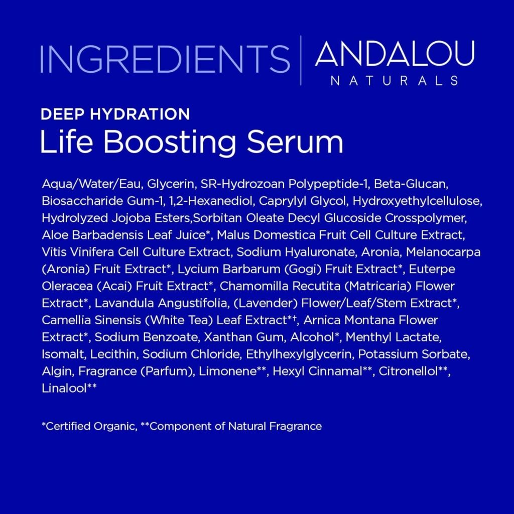 Andalou Naturals Collagen + Hyaluronic Acid Serum for Face, Deep Hydration Life Boosting Face Serum, Helps Improve Skin Elasticity, Day  Night Hydrating Serum, 1 Fl. Oz.