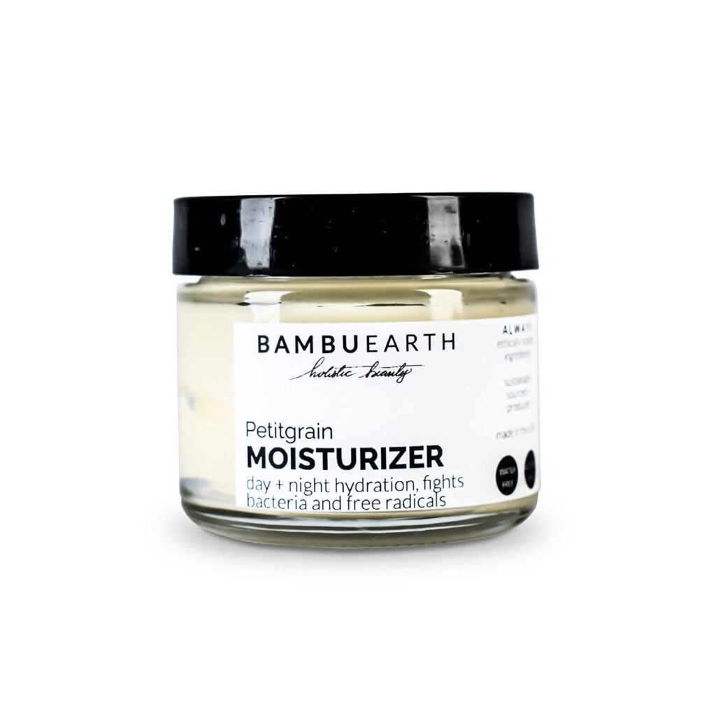 BambuEarth Petitgrain Face Moisturizer - Organic Ingredients  EWG Certified - Vegan with Organic Jojoba Oil  Shea Butter - Hydrating and Balancing Skin Care Solution for Women. (1.5 oz)