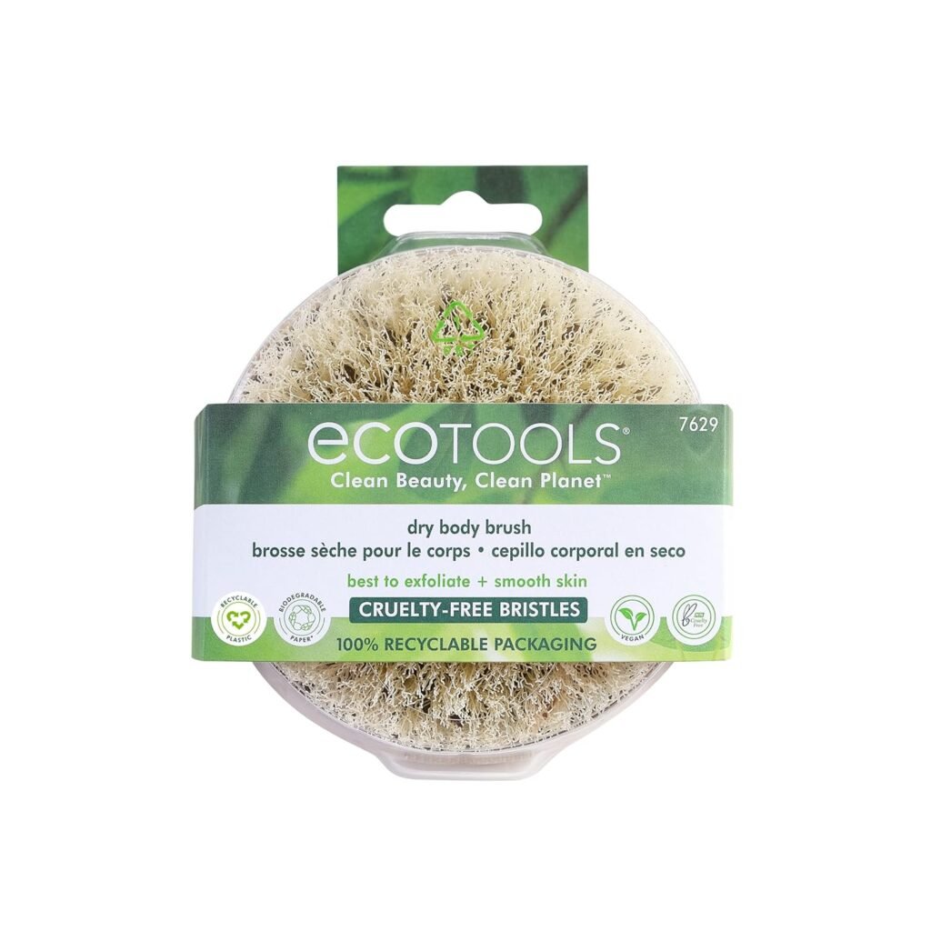 EcoTools Dry Body Brush, for Post Shower  Bath Skincare Routine, Removes Dirt  Promotes Blood Circulation, Helps Reduce Appearance of Cellulite, Eco-Friendly, Vegan  Cruelty-Free, 1 Count