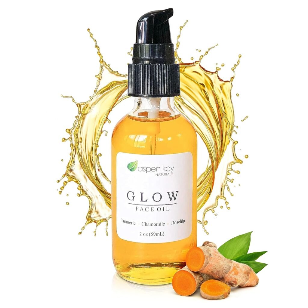 Glow - Turmeric  Rosehip Face Oil, Natural  Organic Face Moisturizer with Turmeric and Chamomile - Facial Serum - 2 oz