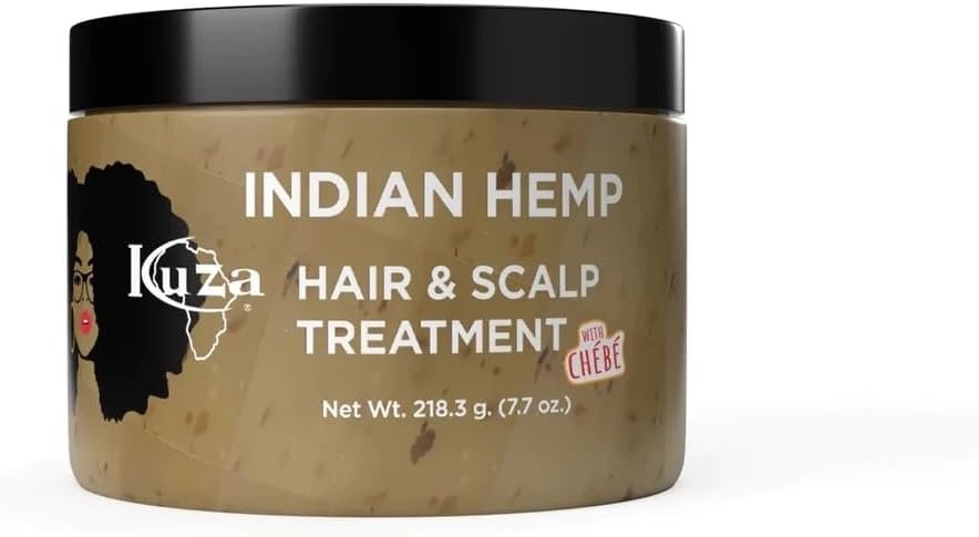 Kuza 100% Indian Hemp Hair And Scalp Treatment With Chebe, 7.7oz Jar, Formulated for Textured Hair, Blend of Fine Oils  Natural Herbs, Protects and Strengthens, No Sulfates or Mineral Oil