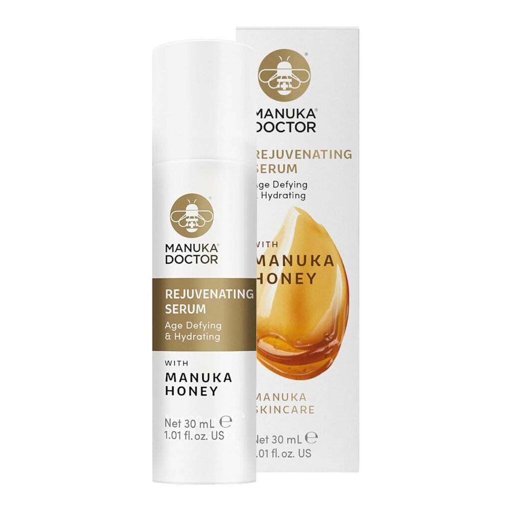 MANUKA DOCTOR Anti Aging Serum with Manuka Honey, Hyaluronic Acid, Propolis, Royal Jelly, Vitamin E, Rosehip Oil, Face Serum to Help Refine Fine Lines  Wrinkles, Hydrating Serum (1.01 Fl Oz)