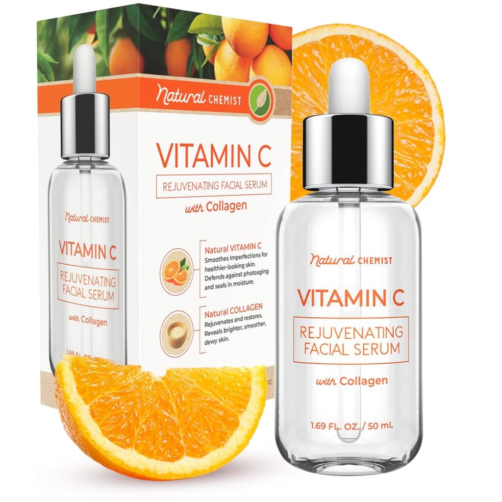 Natural Chemist Vitamin C  Collagen Face Serum - Improve Skin Elasticity, Reduce Dark Spots  Wrinkles, Brighten Complexion - 1.69 Fl. oz/ 50ml