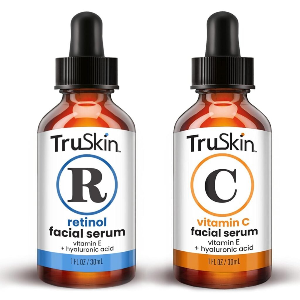 TruSkin Face Serum Duo – Retinol Serum for Face  Vitamin C Serum – Anti Aging Skin Care Set for Women – Skin Care for Bright, Smooth,  Firm Skin – 1 fl oz, 2 Bottles