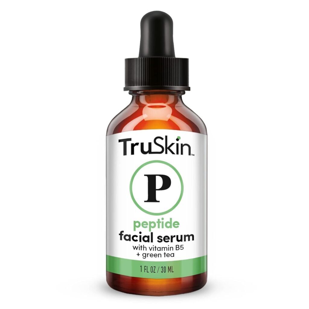 TruSkin Peptide Serum For Face – with Collagen Boosting Peptides, Amino Acids, Green Tea, Aloe and Vitamins B5  E, 1 fl oz