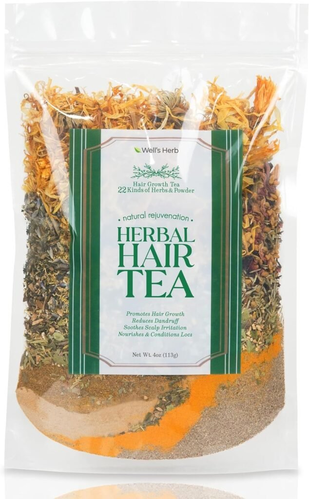 Wells Herb 22 Kinds Herbal Hair Tea Rinse for Hair Growth | Natural Rejuvenation | Healthy Scalp | Hair Conditioning Herbal Tea | Herbs for Water or Oil Infusion, 4oz