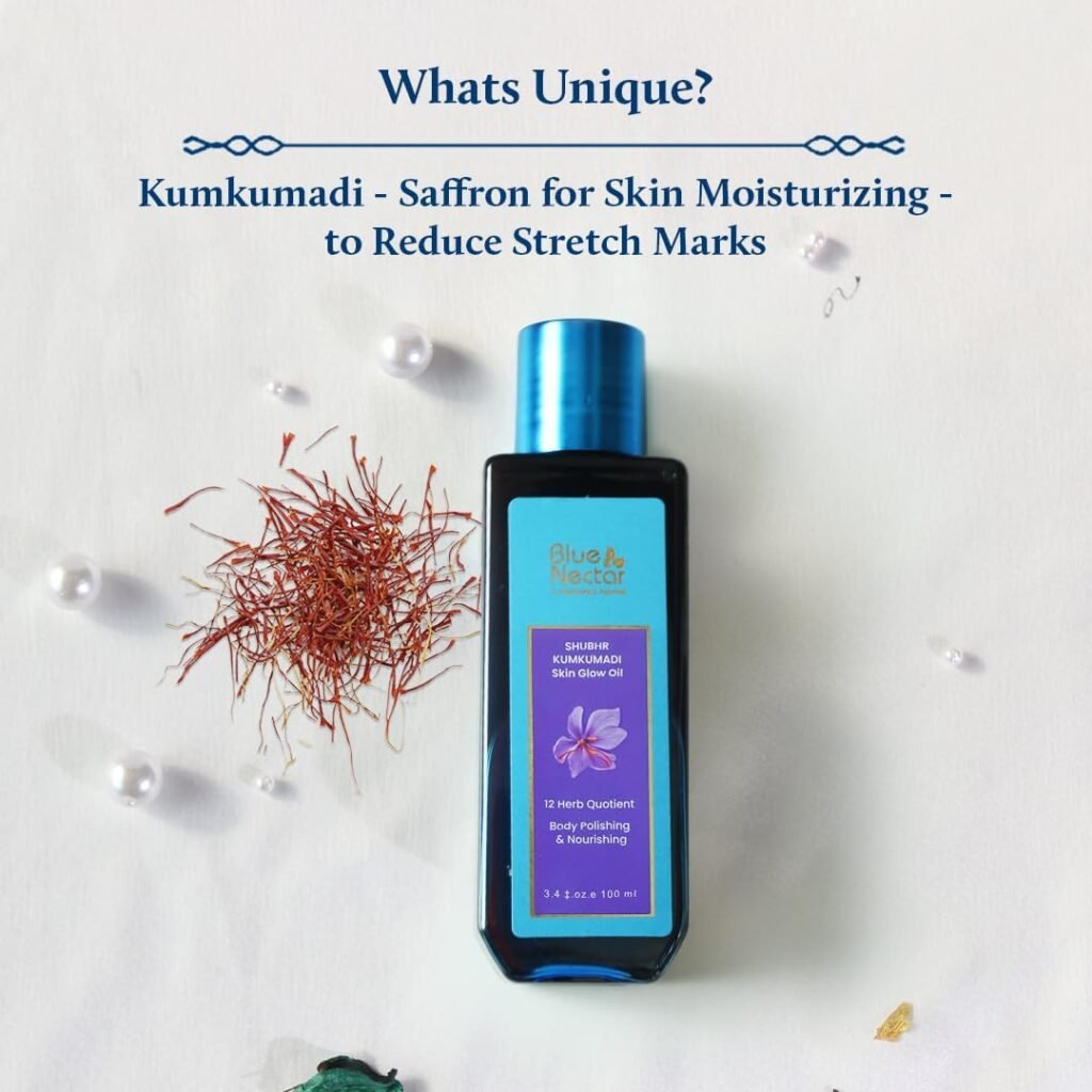 Blue Nectar Kumkumadi Oil - Ayurvedic Solution for Skin Radiance Hydration | Ayurveda Face and Body Oil for Dry Skin and Glowing Complexion (Enriched with 12 Herbs, 3.4 fl oz) Blue Nectar Kumkumadi Oil - Ayurvedic Solution for Skin Radiance Hydration | Ayurveda Face and Body Oil for Dry Skin and Glowing Complexion (Enriched with 12 Herbs, 3.4 fl oz)