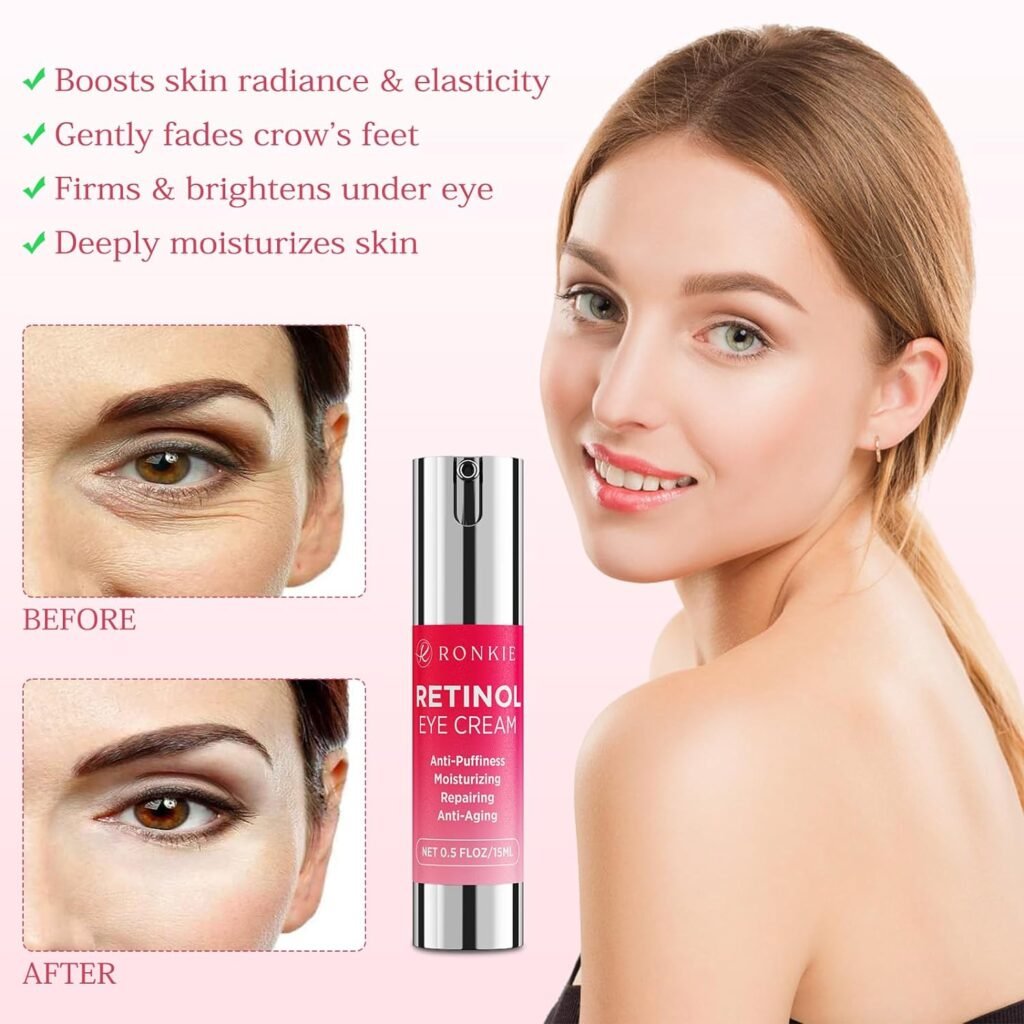 Retinol Eye Cream for Dark Circles and Puffiness, Anti Aging Eye Cream with Hyaluronic Acid and Collagen, Under Eye Cream, Smooth Fine Lines and Hydrate Eye Area Retinol Eye Cream for Dark Circles and Puffiness, Anti Aging Eye Cream with Hyaluronic Acid and Collagen, Under Eye Cream, Smooth Fine Lines and Hydrate Eye Area
