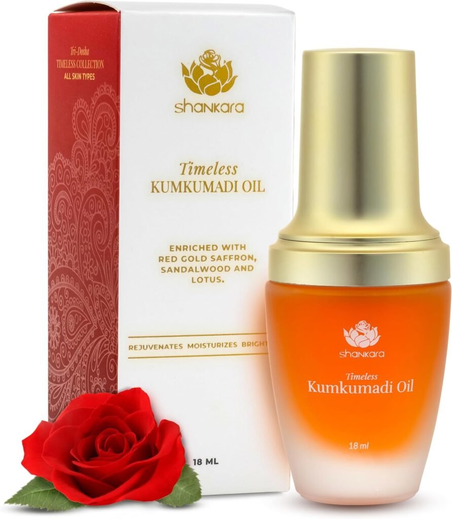 Shankara Kumkumadi Oil with Pure Saffron and Ayurvedic Herbs with Rose Aroma – Kumkumadi Tailam Dark Spot Remover Facial Oil for Hydrated, Moisturized, and Brighter Skin