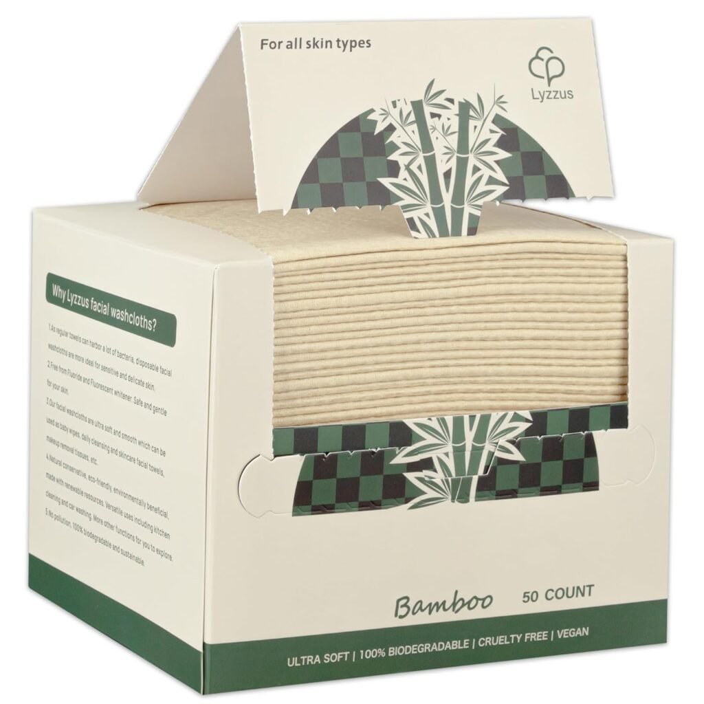 Bamboo Face Towels, Disposable Face Towel, Facial Washcloth, Clean Facial Towels for Sensitive Skin, Soft and Thick for Nursing, Travel, Biodegradable 50 Count, 1 Pack Bamboo Face Towels, Disposable Face Towel, Facial Washcloth, Clean Facial Towels for Sensitive Skin, Soft and Thick for Nursing, Travel, Biodegradable 50 Count, 1 Pack