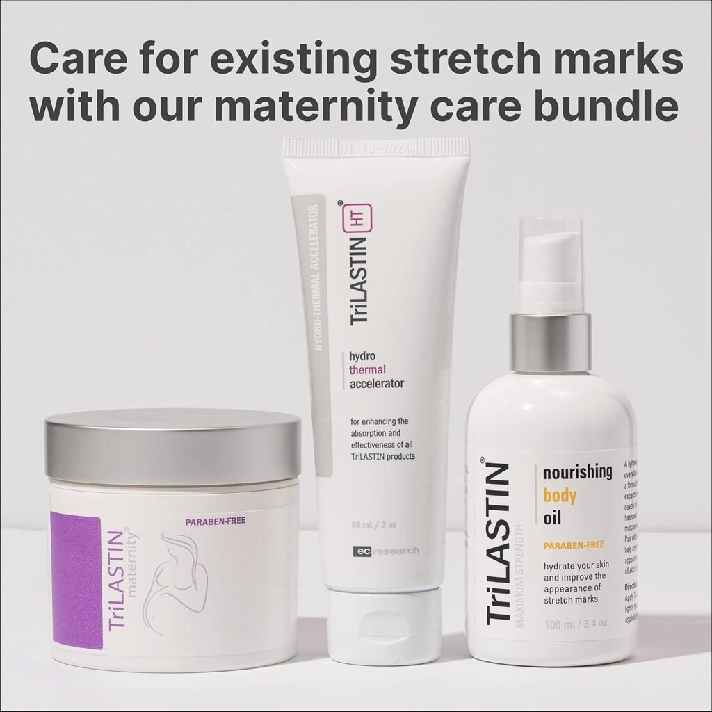 TriLASTIN Maternity Stretch Mark Prevention Cream - Paraben-Free, Hypoallergic, and Safe for Pregnancy - 4 oz