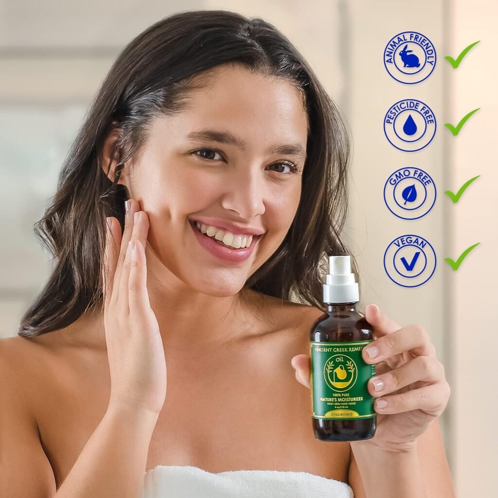 Unscented Organic Face and Body Oil made of Olive, Almond, Jojoba, Grapeseed, Sunflower, and vitamin E oil for Sensitive Dry Skin, Hair, Nails. Anti Aging Moisturizer for Women, Men