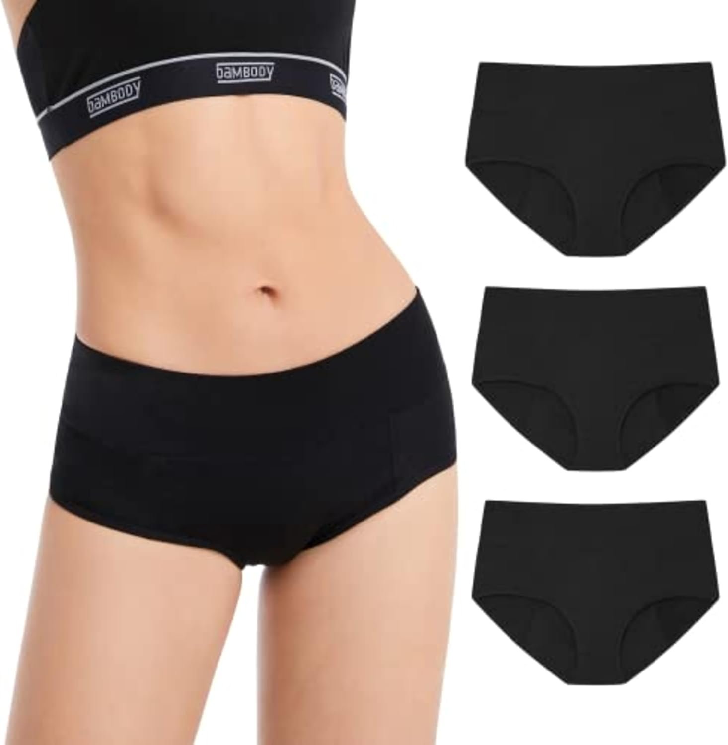 Bambody Absorbent Brief, Period Underwear for Women and Teens - Super Comfy, Protective - Soft, Breathable