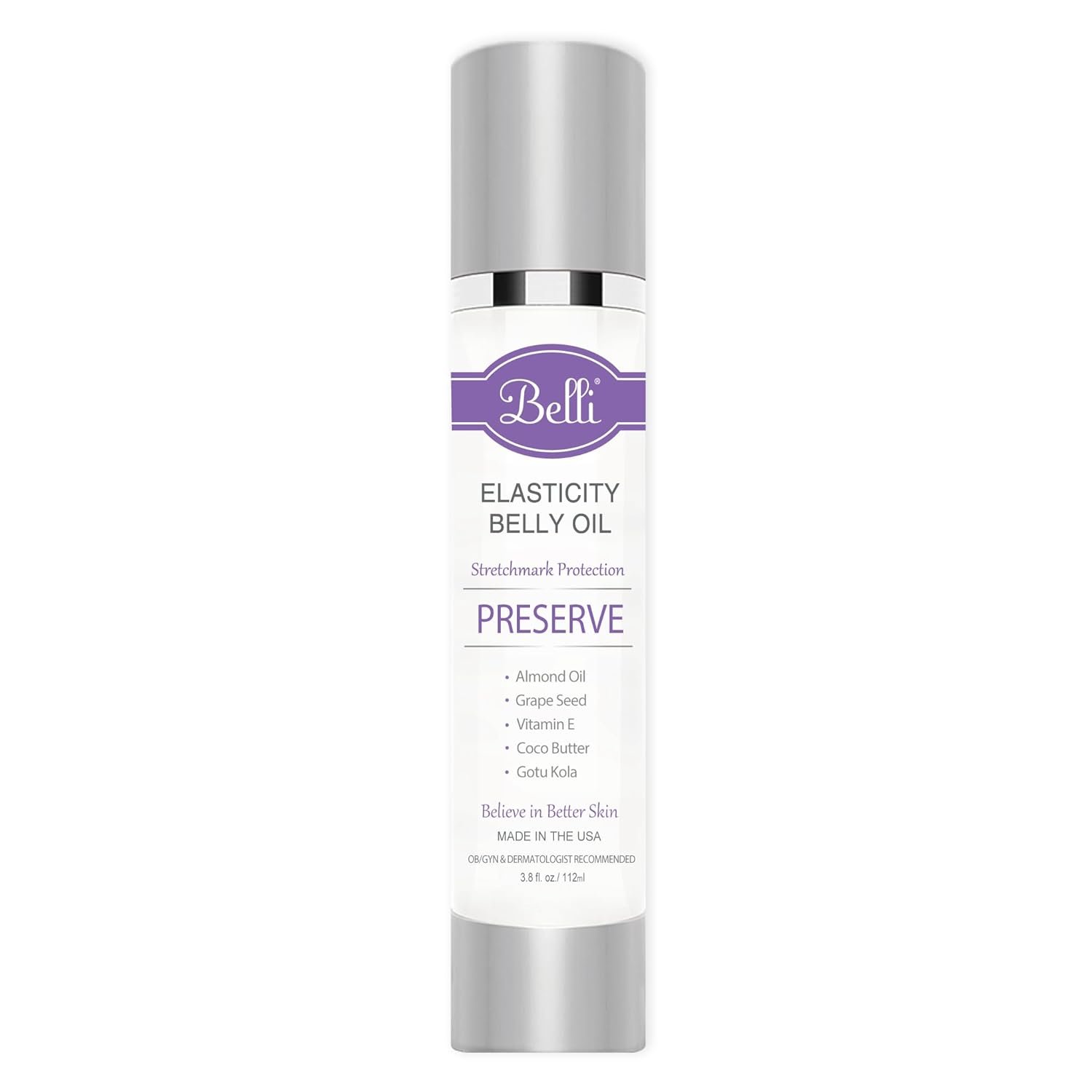 Belli Pregnancy Stretch Mark Belly Oil: 3.8 Ounces of Essential Maternity Skin Care with Vitamin E for Healthy Skin, Scar Protection, and OB-GYN, Dermatologist Recommended