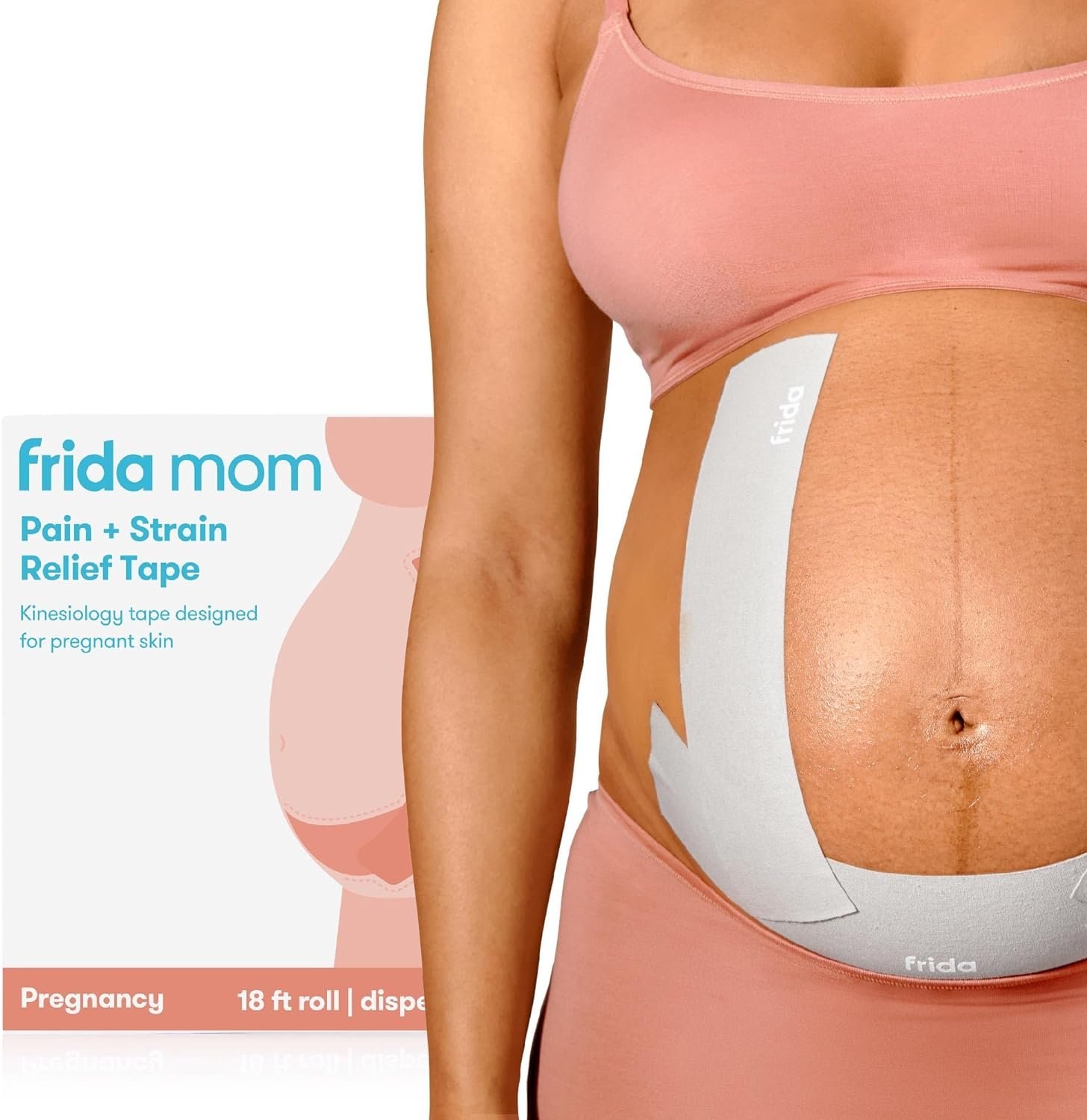 Frida Mom Kinesiology Tape for Pregnancy Belly Support, Pain Relief Pregnancy Tape, Pregnancy Must Haves, 18ft Roll