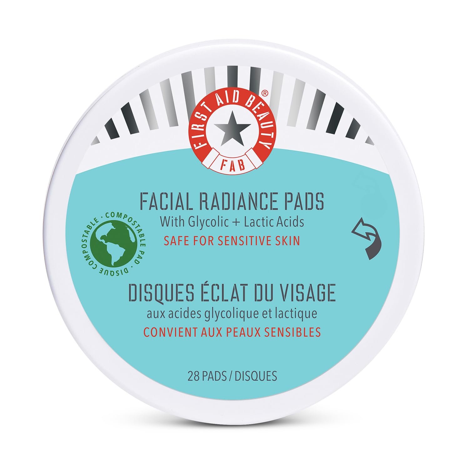 First Aid Beauty Facial Radiance Pads – Daily Exfoliating Pads with AHA that Help Tone  Brighten Skin – Compostable for Daily Use – 28 Pads