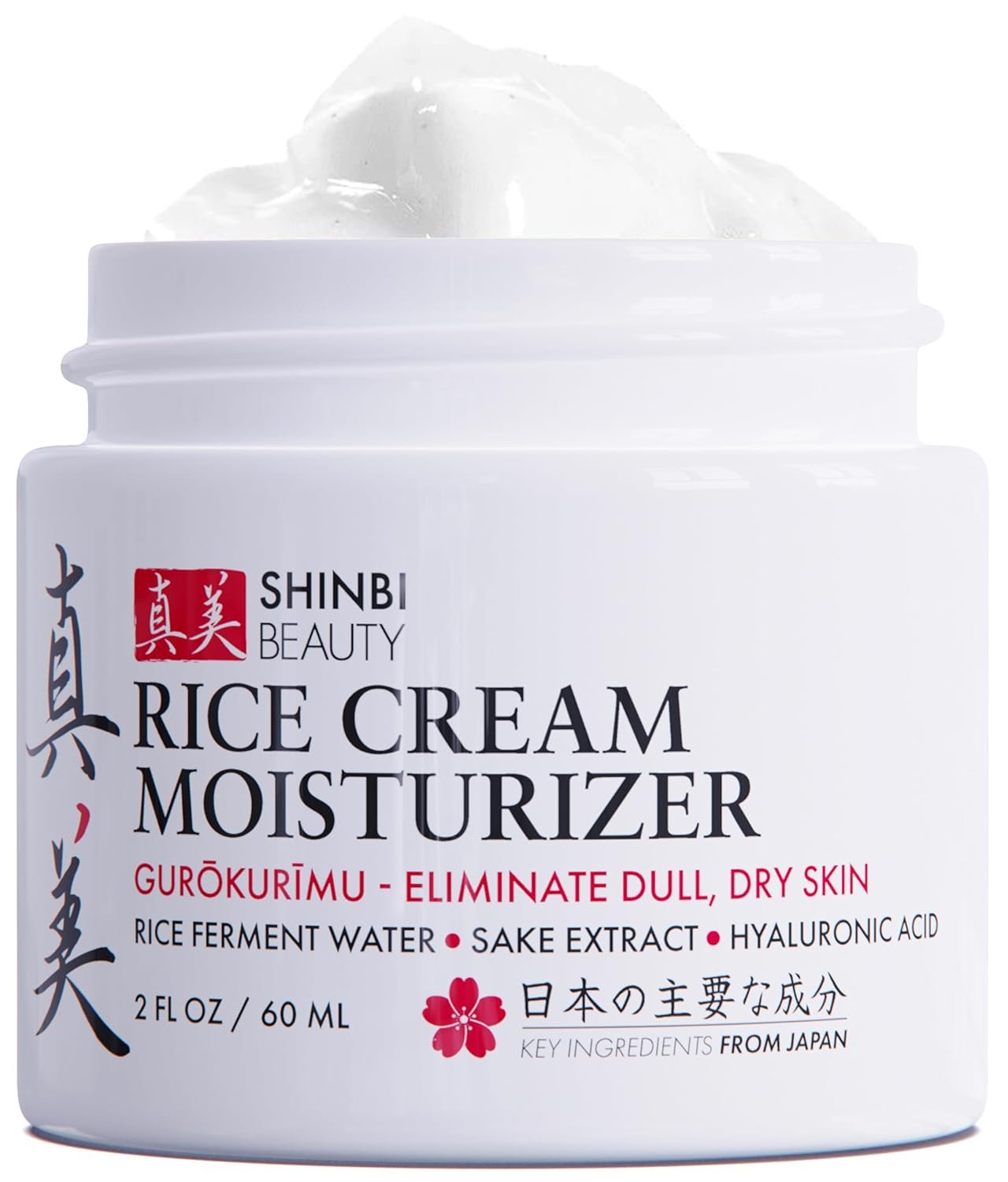 Japanese Skincare Moisturizer for Face - Rice Cream With Rice Ferment + Sake Extract - J Beauty Natural Asian Skincare Products 2oz