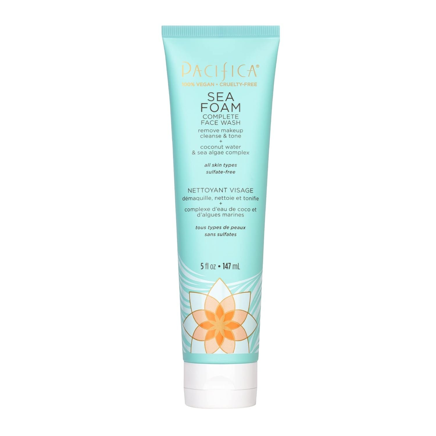 Pacifica Beauty, Sea Foam Face Wash, Daily Gentle Foaming Cleanser, With Coconut Water + Sea Algae Complex, Removes Makeup, For Combination and Oily Skin, Clean Skin Care, Vegan  Cruelty Free