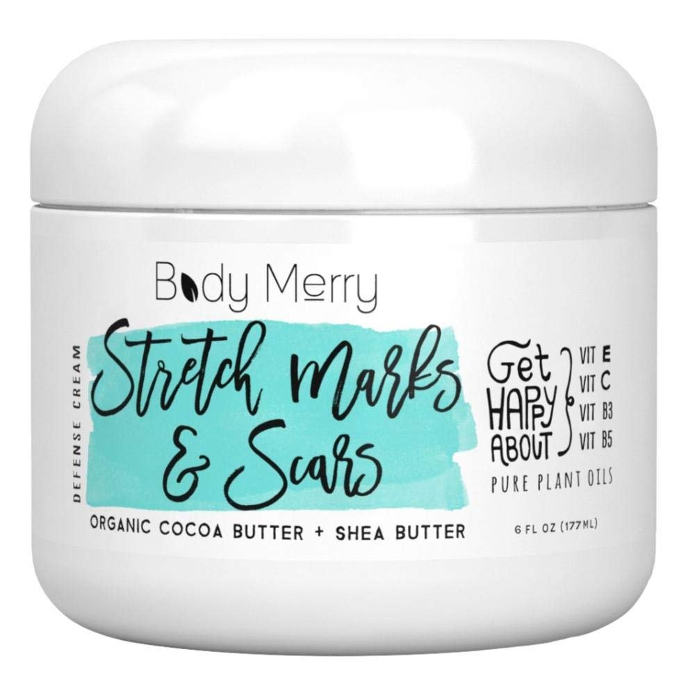 Body Merry Stretch Marks and Scars Defense Cream – Daily Moisturizer with Organic Cocoa Butter, Shea and Oils - Fade Old and New Body Marks and Nourish Dry Skin – Ideal Pregnancy Belly Cream, 6 oz Body Merry Stretch Marks and Scars Defense Cream – Daily Moisturizer with Organic Cocoa Butter, Shea and Oils - Fade Old and New Body Marks and Nourish Dry Skin – Ideal Pregnancy Belly Cream, 6 oz