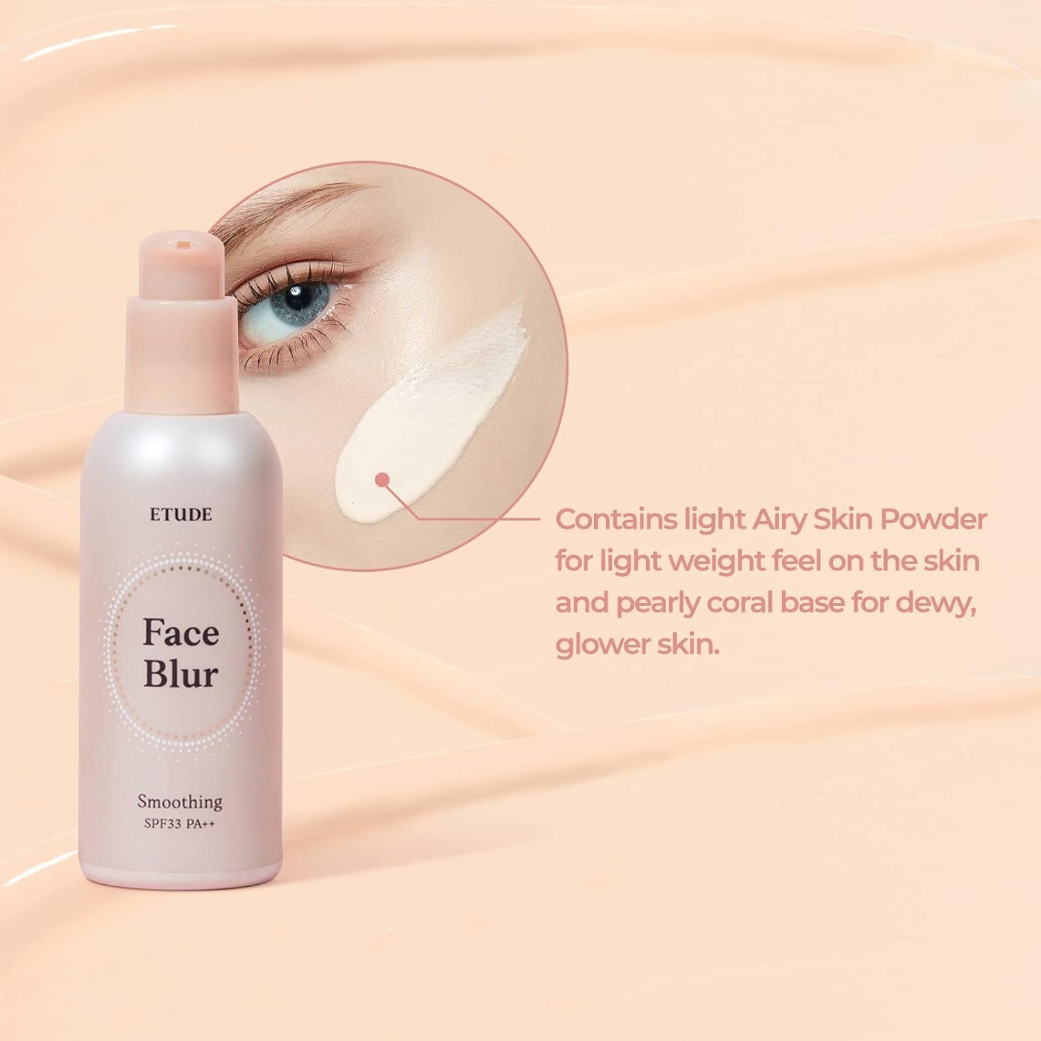 ETUDE Face Blur Smoothing SPF 33 PA ++ (21AD) | Multi-Makeup Coral Base Primer with Smoothening Effect and UV Rays Protection for a Milky Skin | Korean Makeup