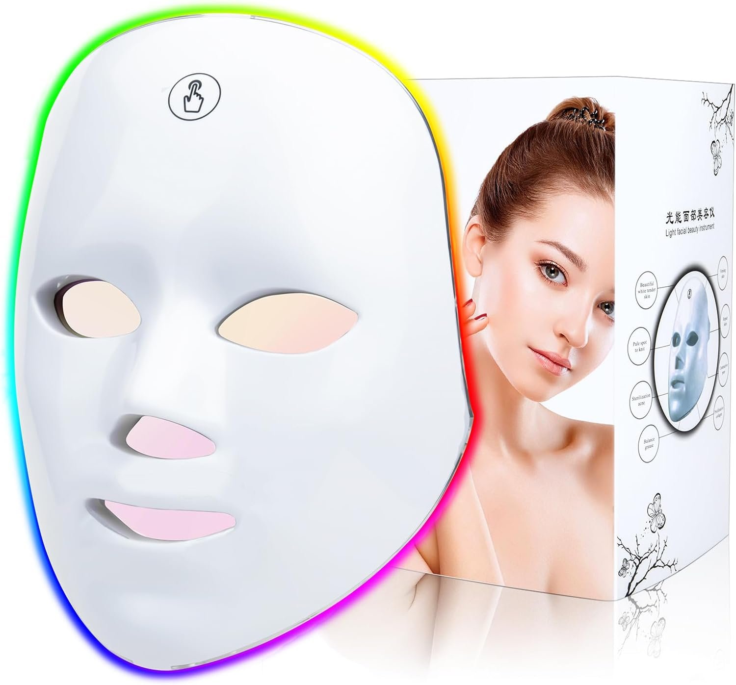 LED Face Màsk(model FM-01), 7 Color LED Face Màsk Light Theràpy, Cordless LED Facial Màsk Skìn Care Màsk for both beauty salons and home use