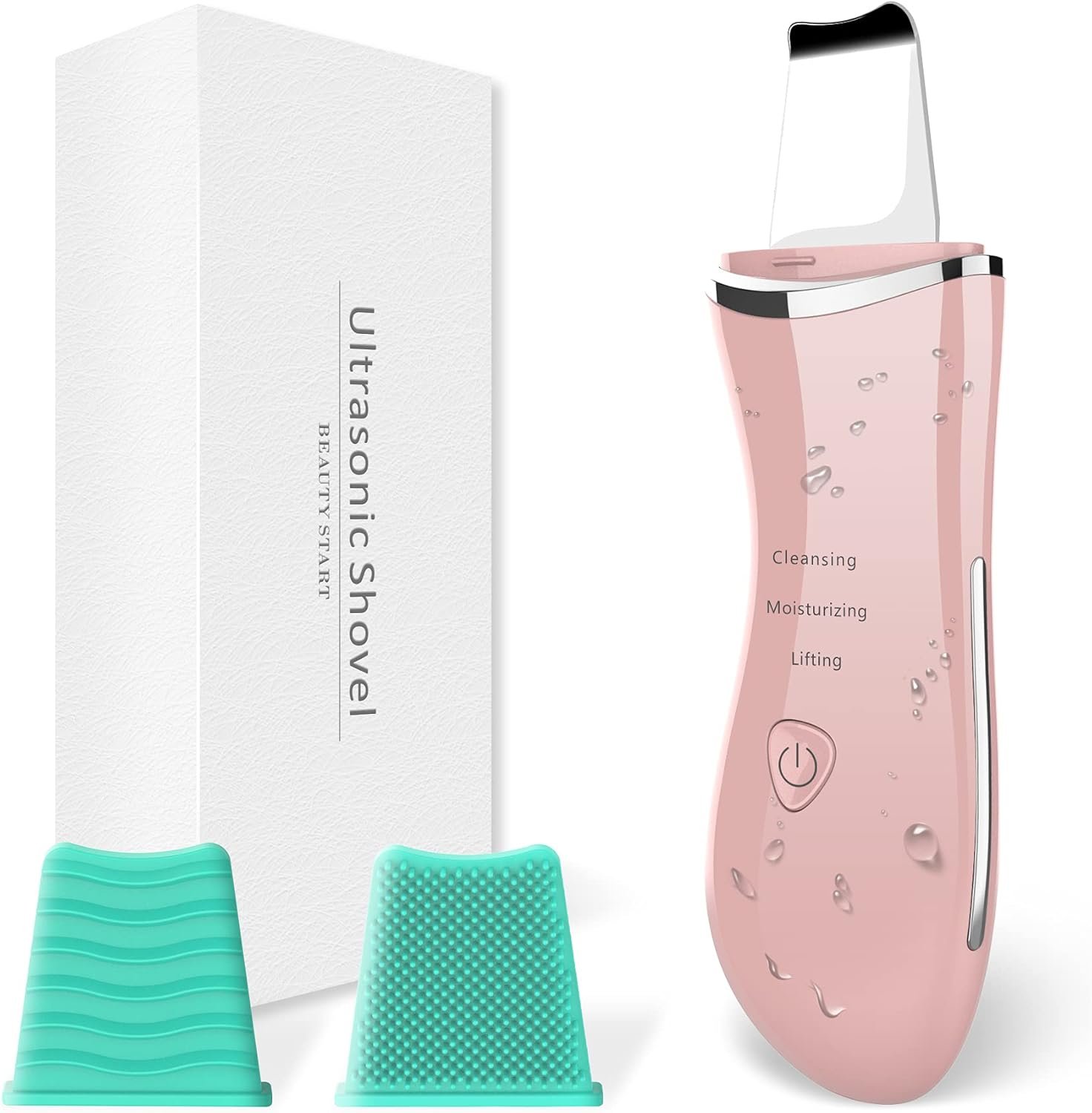 Skin Scrubber Skin Spatula Blackhead Remover Pore Cleaner Face Beauty Lifting Tool, Facial Scrubber Spatula for Deep Cleansing with 3 Modes, USB ChargerRechargeable(Pink)