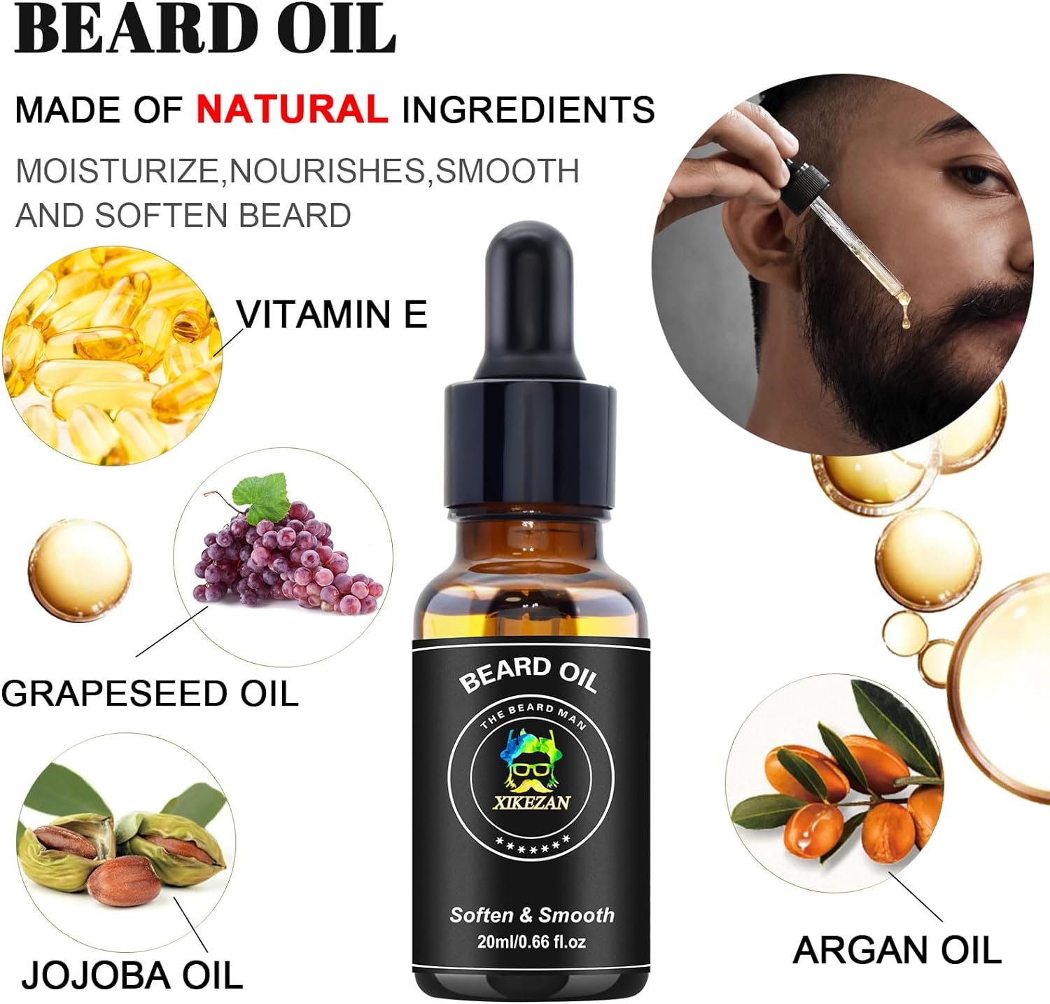 Upgraded 3-in-1 Hair Straightening Brush, Beard Balm, Beard Oil  Guide E-Book, Unique Grooming Gift Set for Men, Dad, Husband or Boyfriend