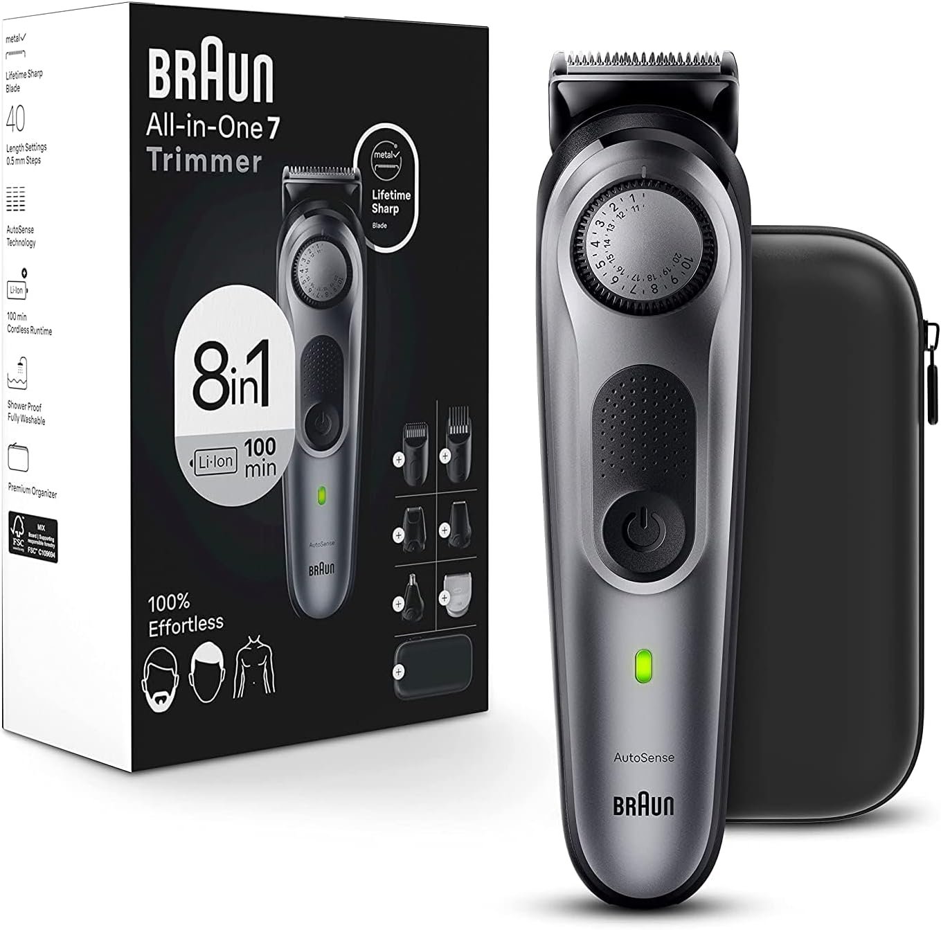 Braun All-in-One Style Kit Series 7 7440, Holiday Gifts for Men, Shaving Kit with 12-in-1 Trimmer for Beard, Body, Manscaping, Hair Clippers  More