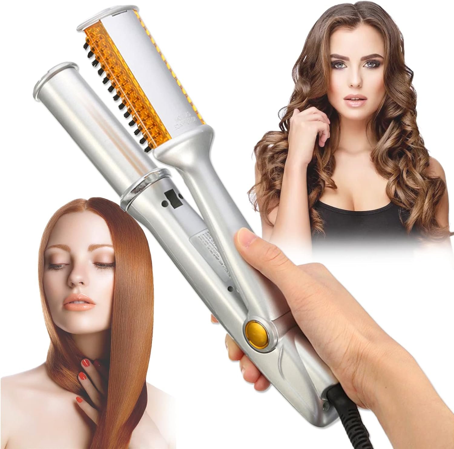 PTC Heated 2-in-1 Hair Style Tool, Even Heat, 3 Temperature Settings, Easy to Operate, Quick and Professional Hair Salon, for All Hairstyles PTC Heated 2-in-1 Hair Style Tool, Even Heat, 3 Temperature Settings, Easy to Operate, Quick and Professional Hair Salon, for All Hairstyles