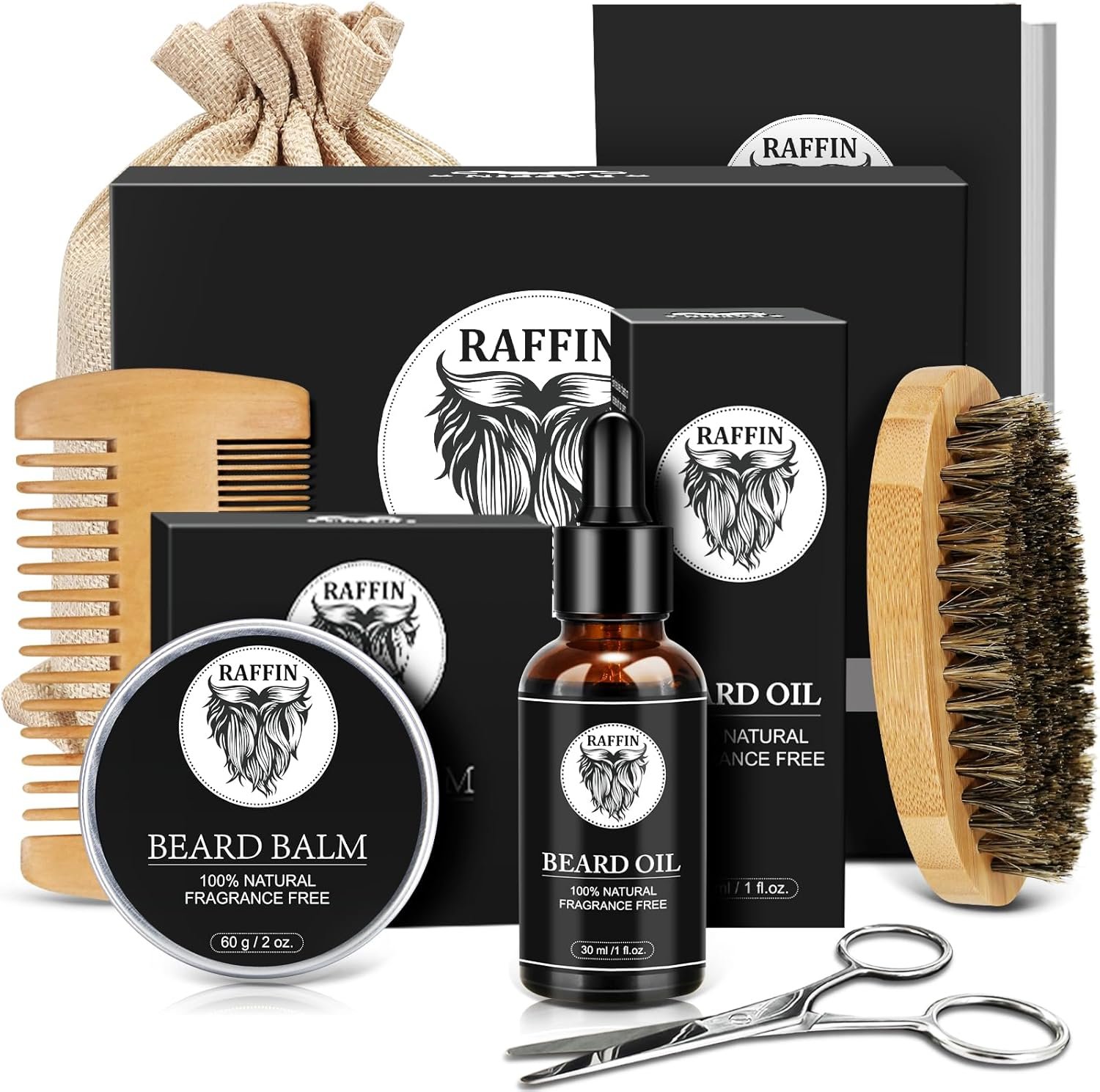 RAFFIN Christmas Gifts for Men, Beard Kit for Men‘s Winter Self-Care, Outfits Mens Grooming Routine, Birthday Gifts for Him, Stocking Stuffers for Adult, Men, Him, Husband, Boyfriend, Son, Dad