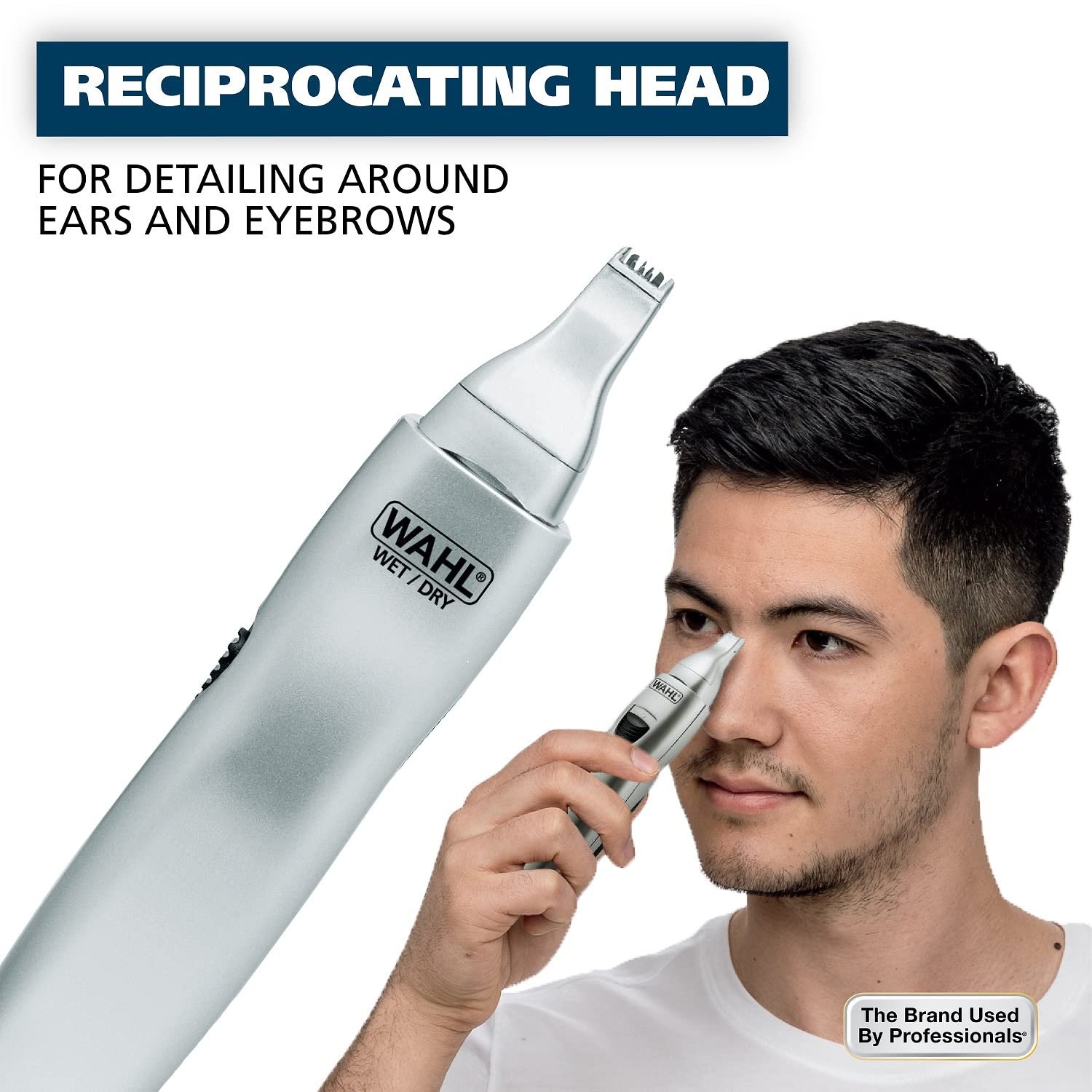 Wahl Men’s Nose Hair Trimmer, for Eyebrows, Neckline, Nose  Ear Hair, Precision Detail Trimming with Interchangeable Heads, Battery Included - Model 5545-400