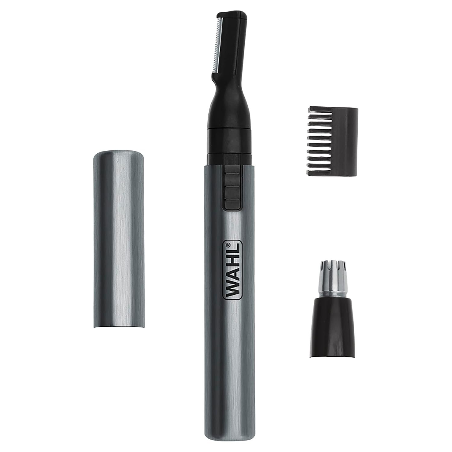 Wahl Micro Groomsman Battery Personal Trimmer for Hygienic Grooming with Rinseable, Interchangeable Heads for Eyebrows, Neckline, Nose, Ears,  Other Detailing - 05640-600